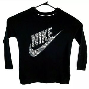 Nike Womens Silver Metallic Logo Black Sweatshirt